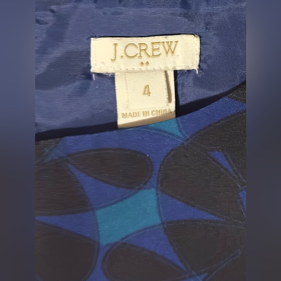 J Crew Navy Blue, Black and Green Floral Dress Three Quarter Sleeve sz 4 - Picture 6 of 7